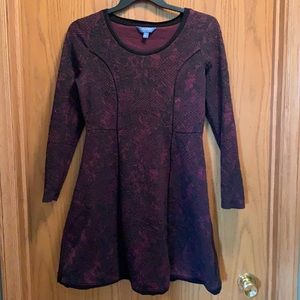 Simply Vera Wang Black & Plum Medium Long Sleeve Dress